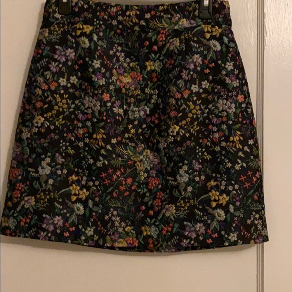 Tibi floral brocade mini skirt.